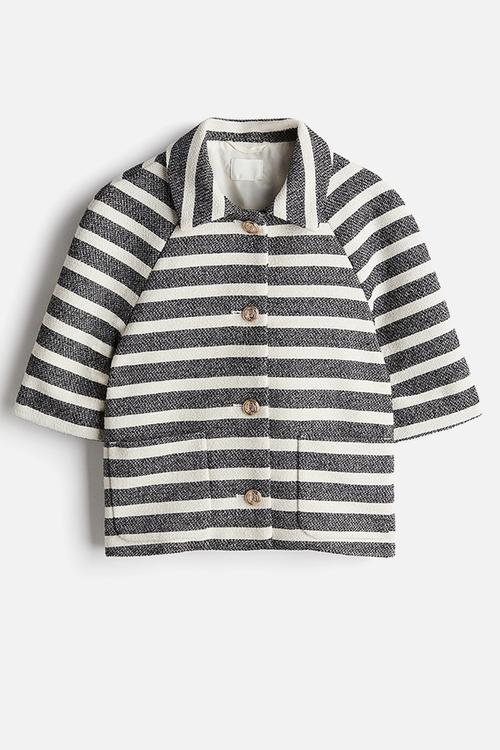 Short-sleeved jacket - navy blue striped