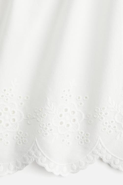 Embroidered tie-strap top - white