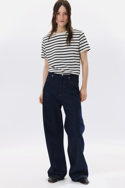 Cotton t-shirt - cream striped 