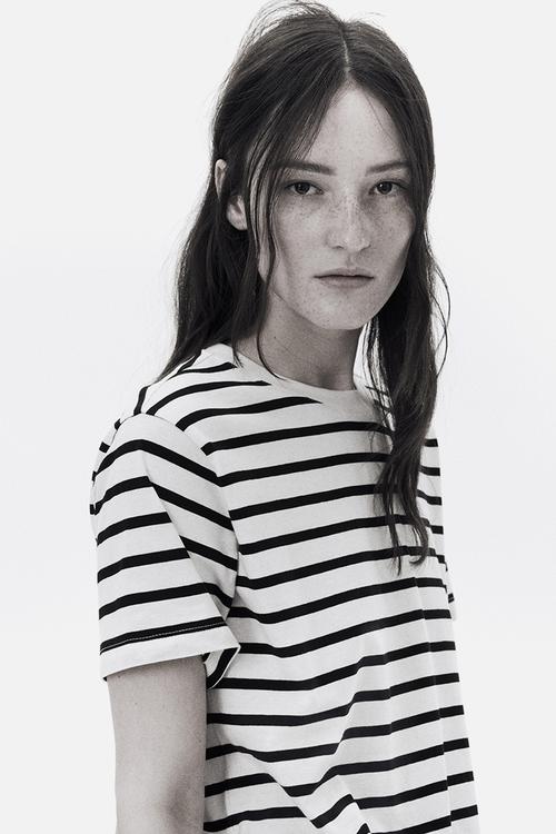 Cotton t-shirt - cream striped 