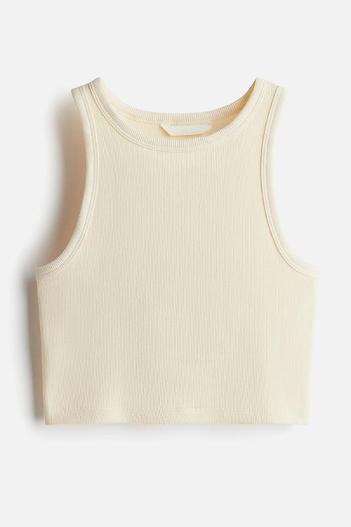 Cropped vest top - pale yellow