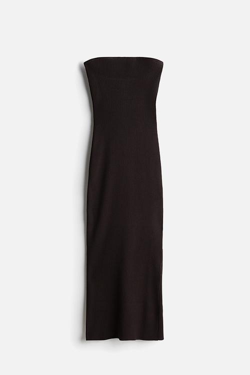 Ribbed tube dress - dark brown