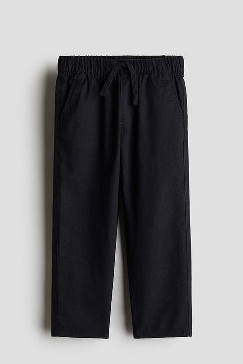 Linen-blend trousers - black