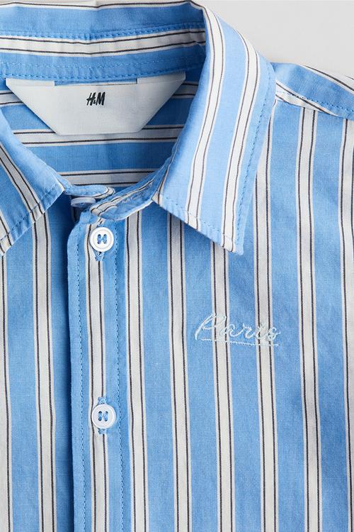 Cotton poplin shirt - light blue/striped