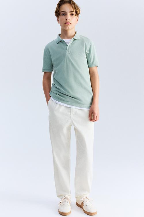 Linen-blend trousers - cream