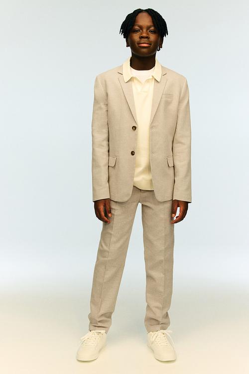 Linen-blend jacket - beige