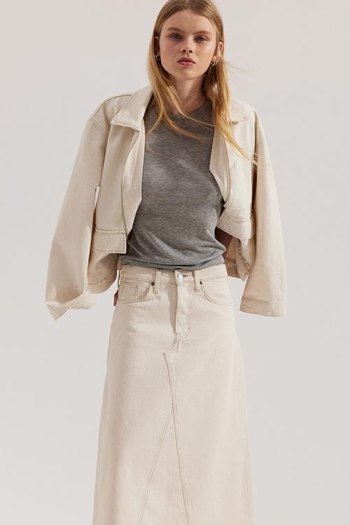 A-line denim skirt - cream 