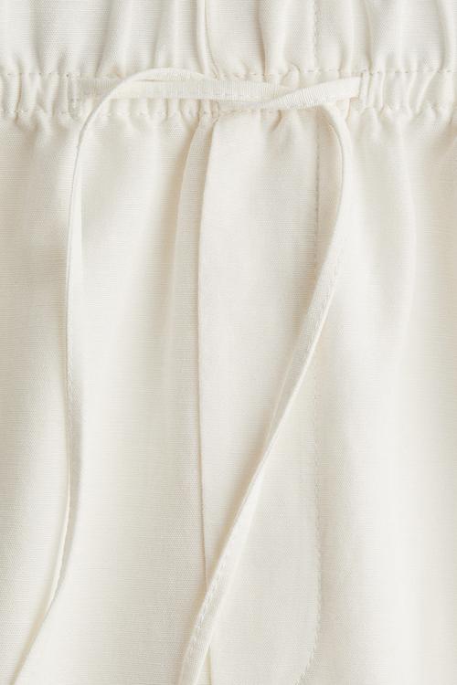 Linen-blend drawstring trousers - white