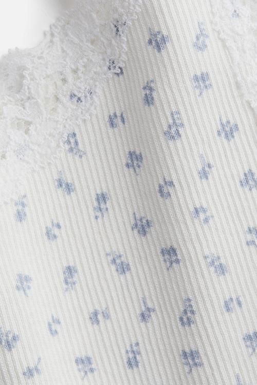 Lace-trimmed vest top - white floral