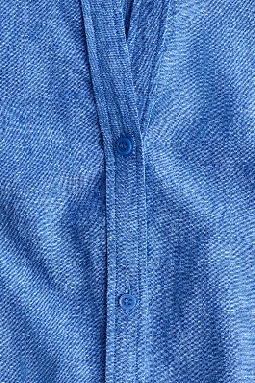 Linen-blend shirt dress - blue