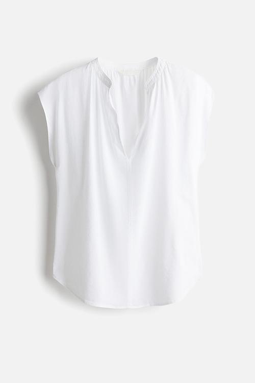 Band-collar blouse - white