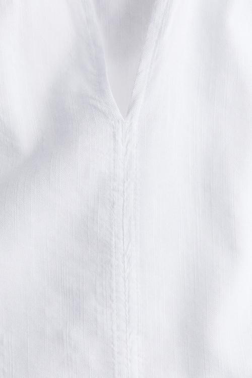 Band-collar blouse - white