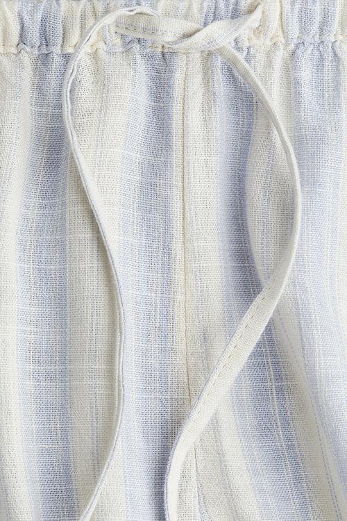 Straight drawstring trousers - light blue & white striped