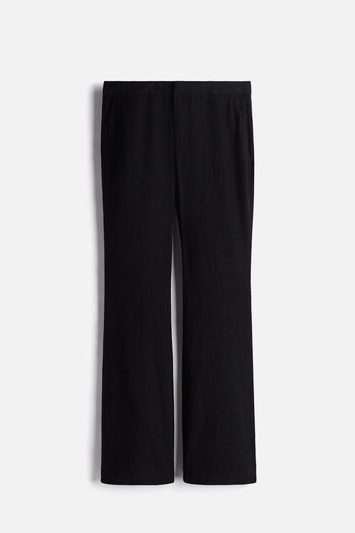 Linen-blend tailored trousers - black