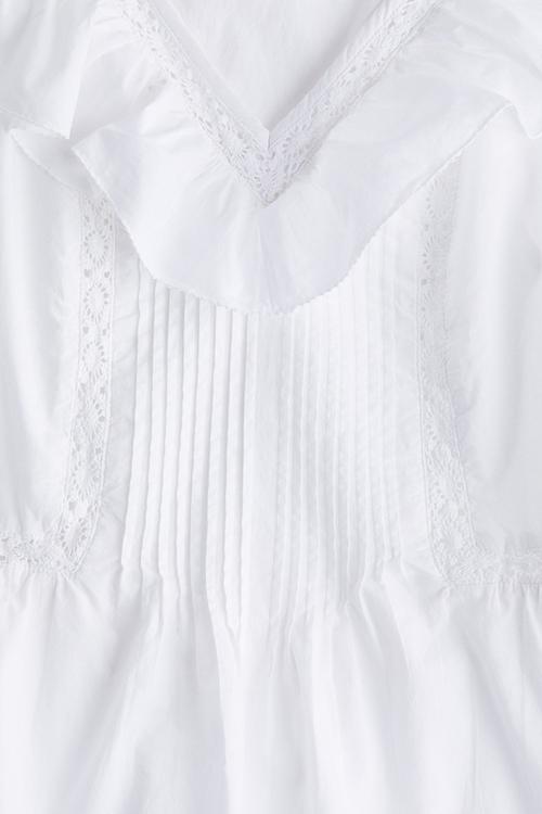 Frill-trimmed cotton vest top - white