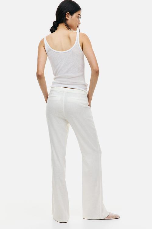 Linen-blend tailored trousers - cream