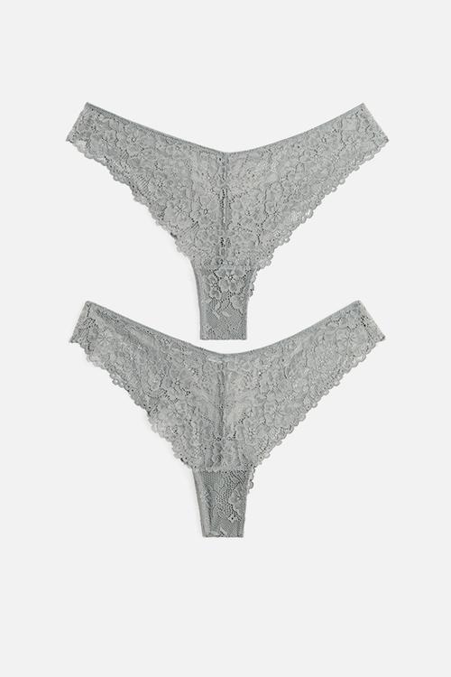 2-Pack lace brazilian briefs - grey & green 