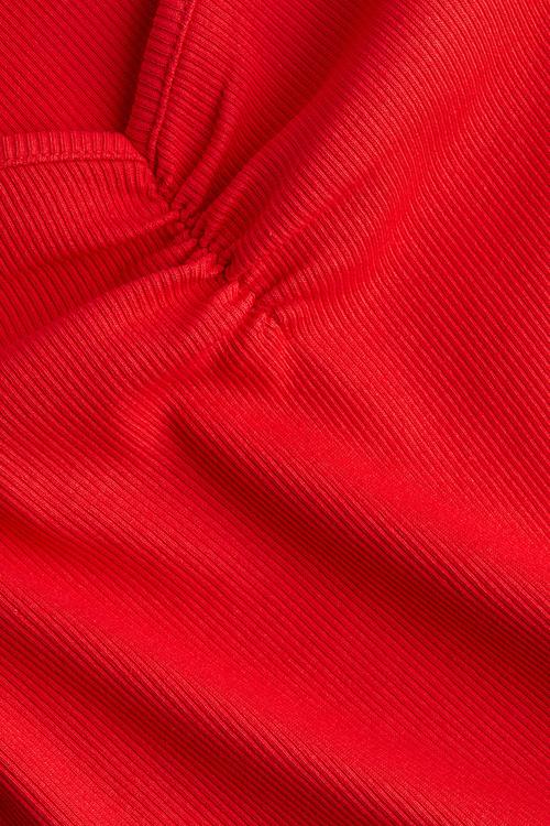 Ribbed boat-neck top - red