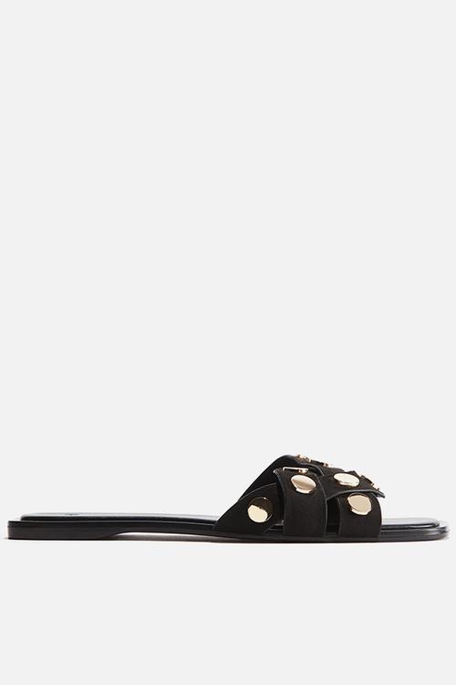 Braided sandals - black & gold-coloured