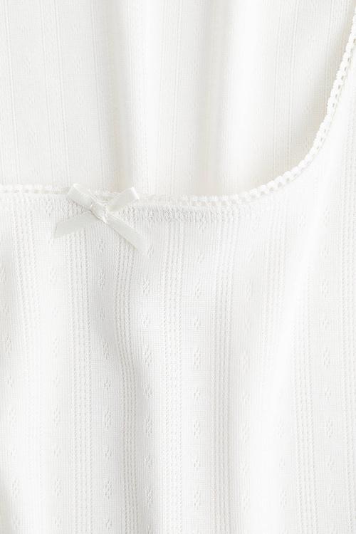 Pointelle jersey vest top - white