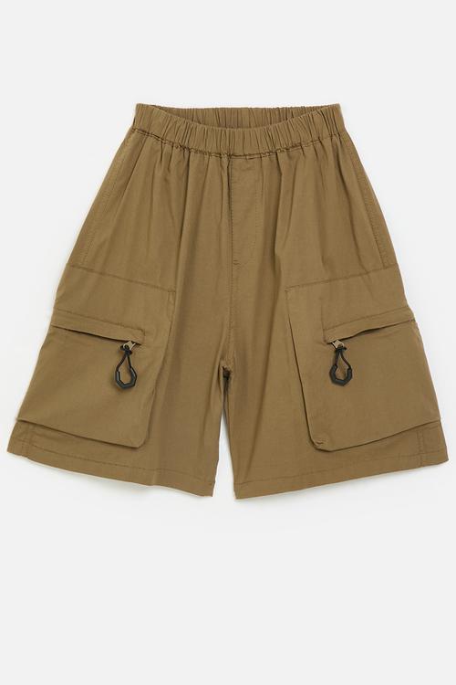 Cargo pants with gusseted pockets - husk brown