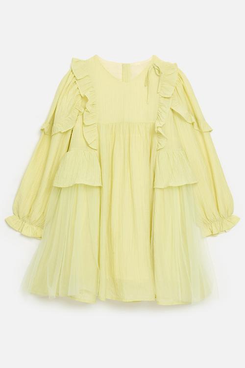 Frilly boho dress - mindaro green