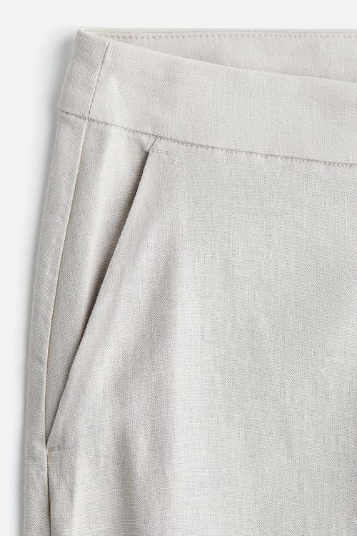 Wide linen-blend trousers - light greige 