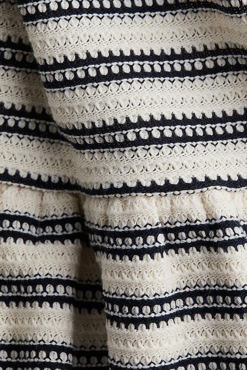 Textured-knit peplum vest top - white striped