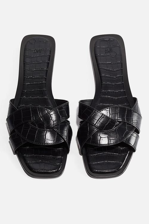 Braided sandals - black/crocodile-patterned