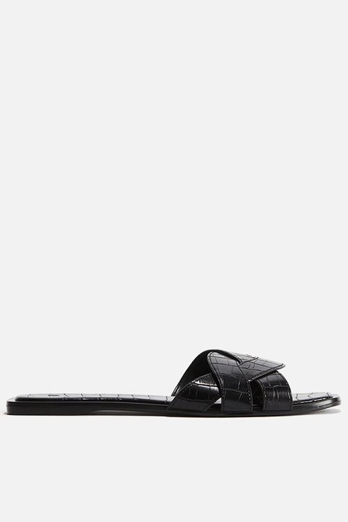 Braided sandals - black/crocodile-patterned