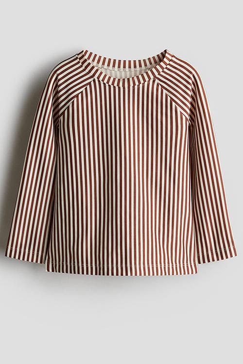 Upf 50 swim top - brown/white striped 