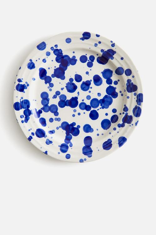 Stoneware plate - blue speckled