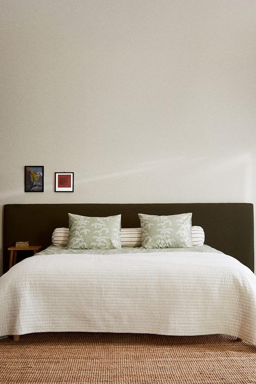 Patterned double/king duvet cover set - khaki green patterned