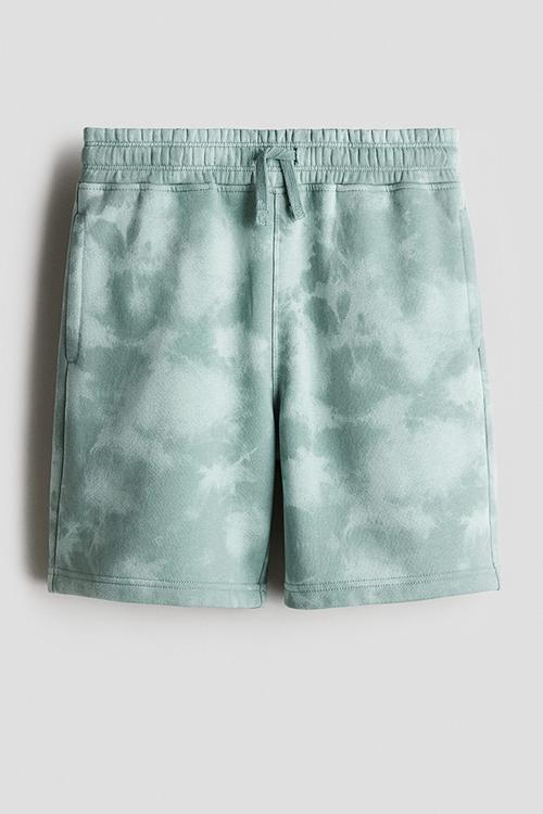 Printed sweatshirt shorts - green tie-dye