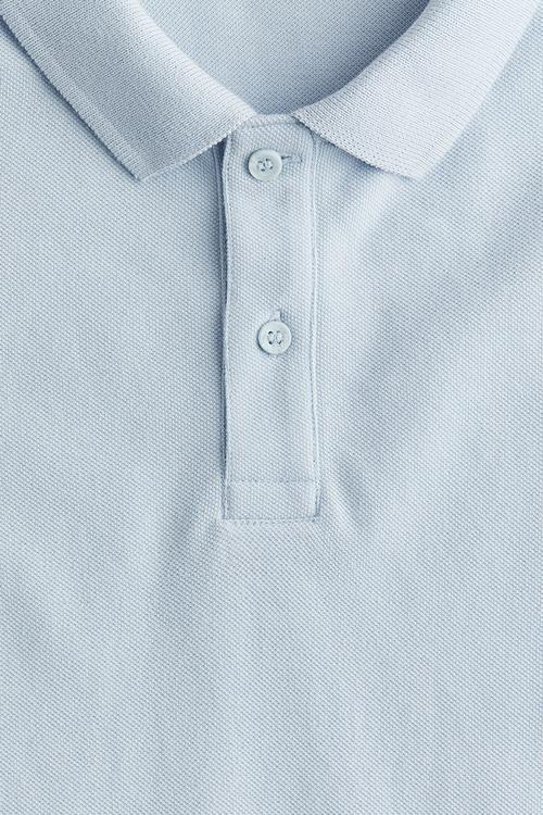 Cotton piqué polo shirt - light blue