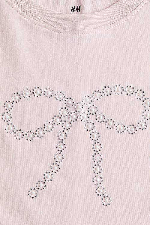 Motif-detail t-shirt - light pink bow