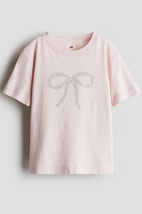 Motif-detail t-shirt - light pink bow