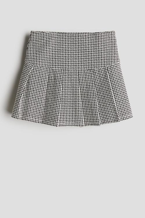 Pleated skirt - beige/dogtooth-patterned 