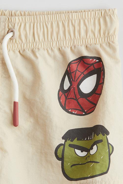 Printed swim shorts - light beige spidey