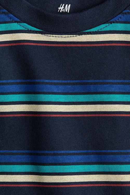 Printed T-shirt - navy blue/striped