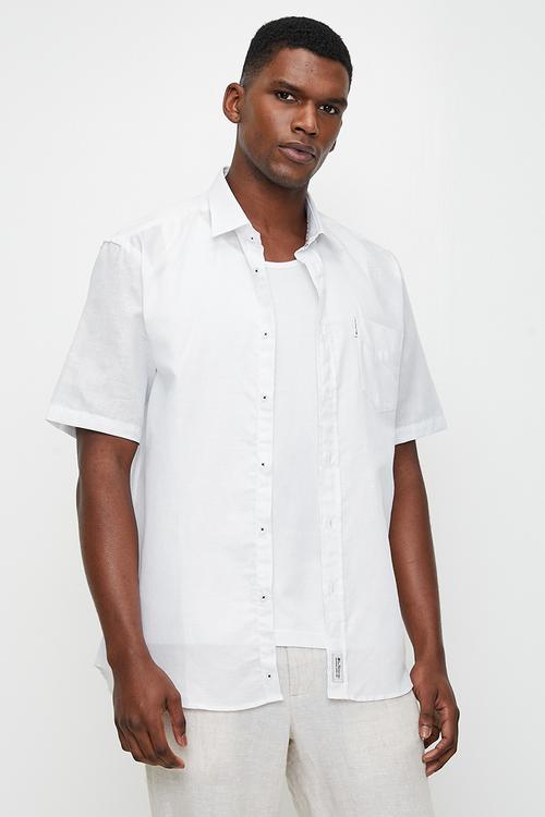 Cotton Linen Shirt S/S - White