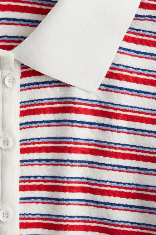 Cotton polo shirt - red & white striped 