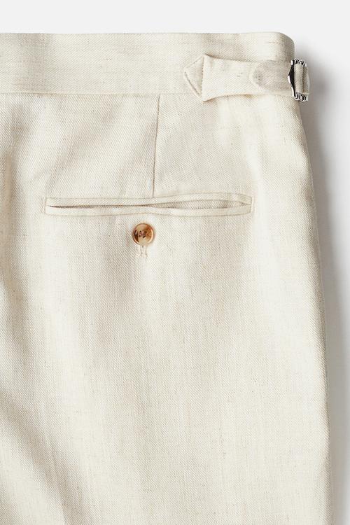 Regular fit linen-blend suit trousers - beige