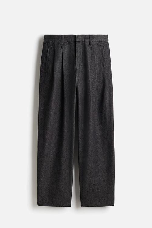 Relaxed fit denim trousers - black