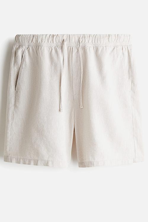 Relaxed fit linen-blend shorts - light beige