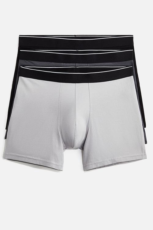 3-pack mid trunks with lycra® - grey,black