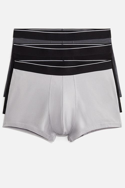3-pack short trunks with lycra® - light grey/dark grey/black