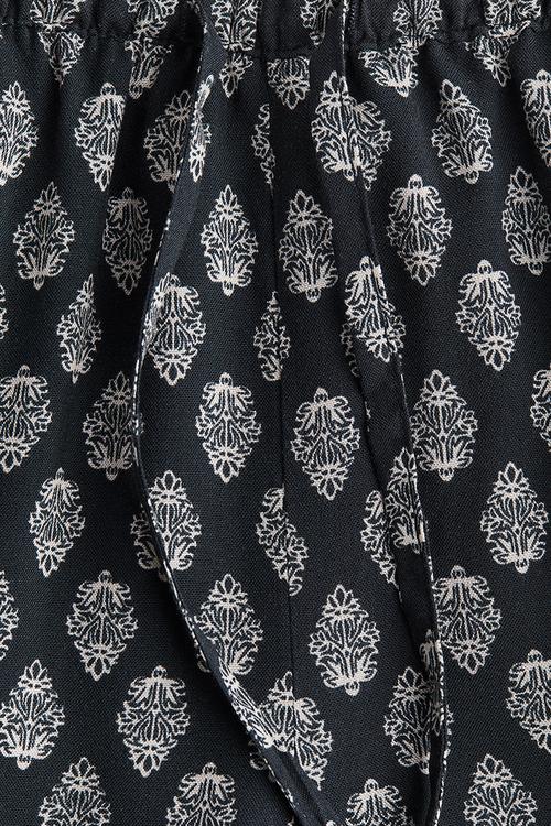 Straight drawstring trousers - dark grey patterned 