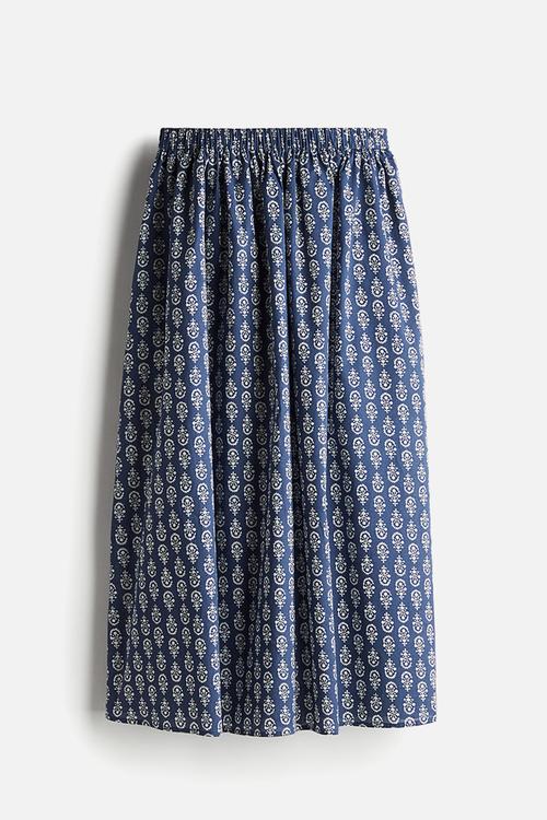 Flared maxi skirt - dark blue/patterned