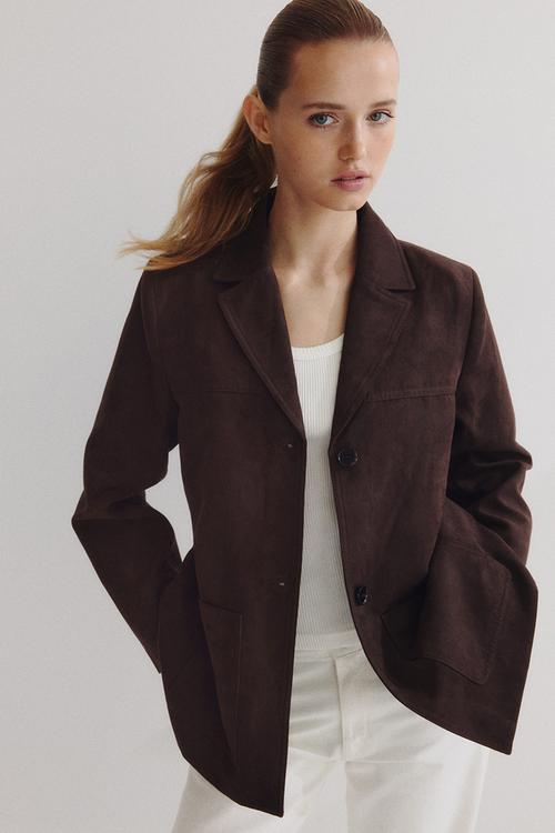 Napped jacket - brown